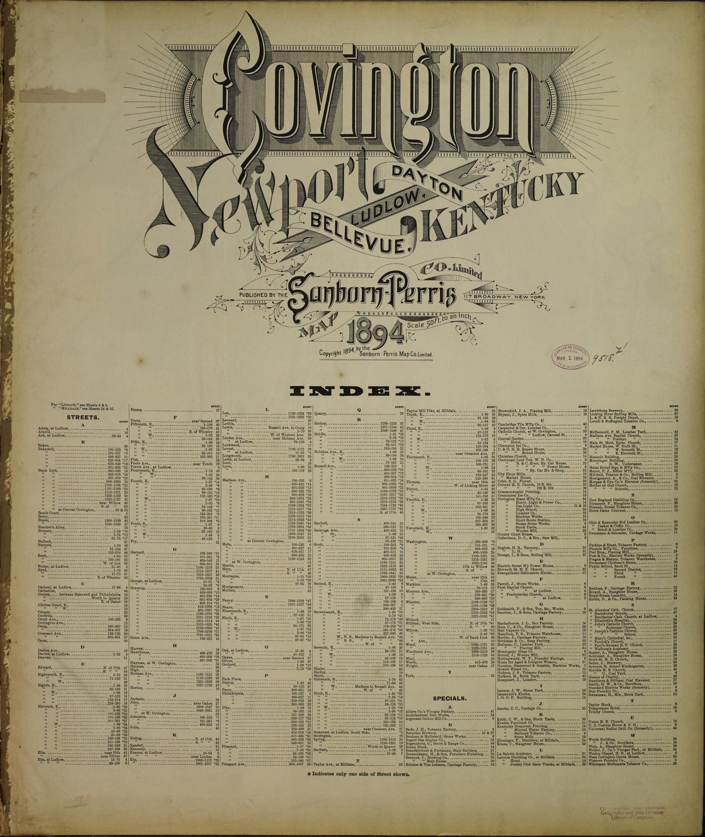 Sanborn Fire Insurance Map from Covington, Kenton County, Kentucky (1894), Sheet #0001 - Historic Sanborn Fire Insurance Map Print, vintage old map wall art, antique decor, genealogy gift, Kentucky Kentucky map