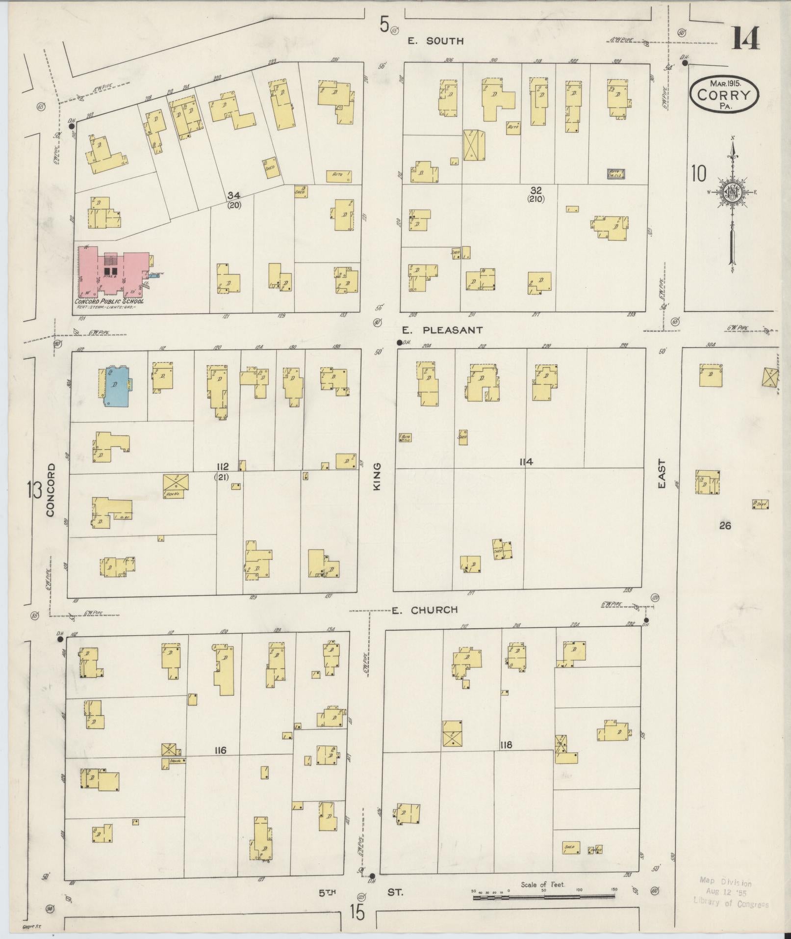 Sanborn Fire Insurance Map from Corry, Erie County, Pennsylvania (1915), Sheet #0014 - Historic Sanborn Fire Insurance Map Print, vintage old map wall art, antique decor, genealogy gift, Pennsylvania Pennsylvania map