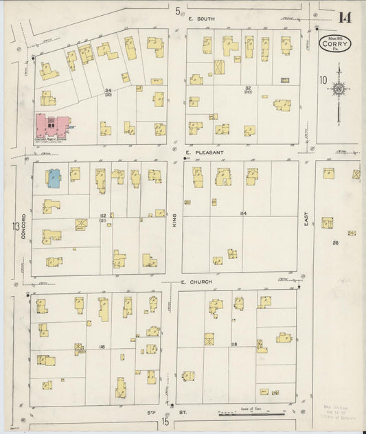 Sanborn Fire Insurance Map from Corry, Erie County, Pennsylvania (1915), Sheet #0014 - Historic Sanborn Fire Insurance Map Print, vintage old map wall art, antique decor, genealogy gift, Pennsylvania Pennsylvania map