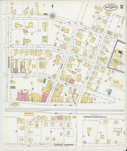 Sanborn Fire Insurance Map from Montgomery, Fayette County, West Virginia (1902), Sheet #0002 - Complete Map Set gallery image, historic Sanborn map, vintage wall art, West Virginia West Virginia