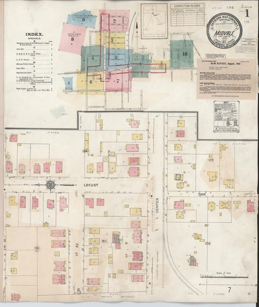 Sanborn Fire Insurance Map from Midvale, Salt Lake County, Utah (1942), Sheet #0001 - Historic Sanborn Fire Insurance Map Print, vintage old map wall art, antique decor, genealogy gift, Utah Utah map