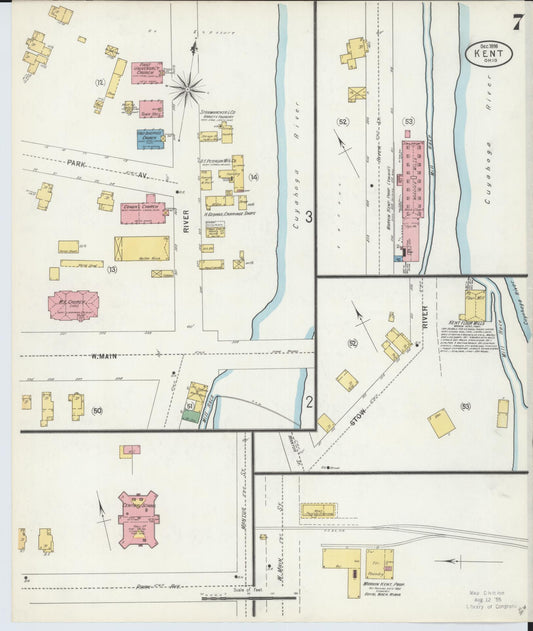 Sanborn Fire Insurance Map from Kent, Portage County, Ohio (1898), Sheet #0007 - Historic Sanborn Fire Insurance Map Print, vintage old map wall art, antique decor, genealogy gift, Ohio Ohio map