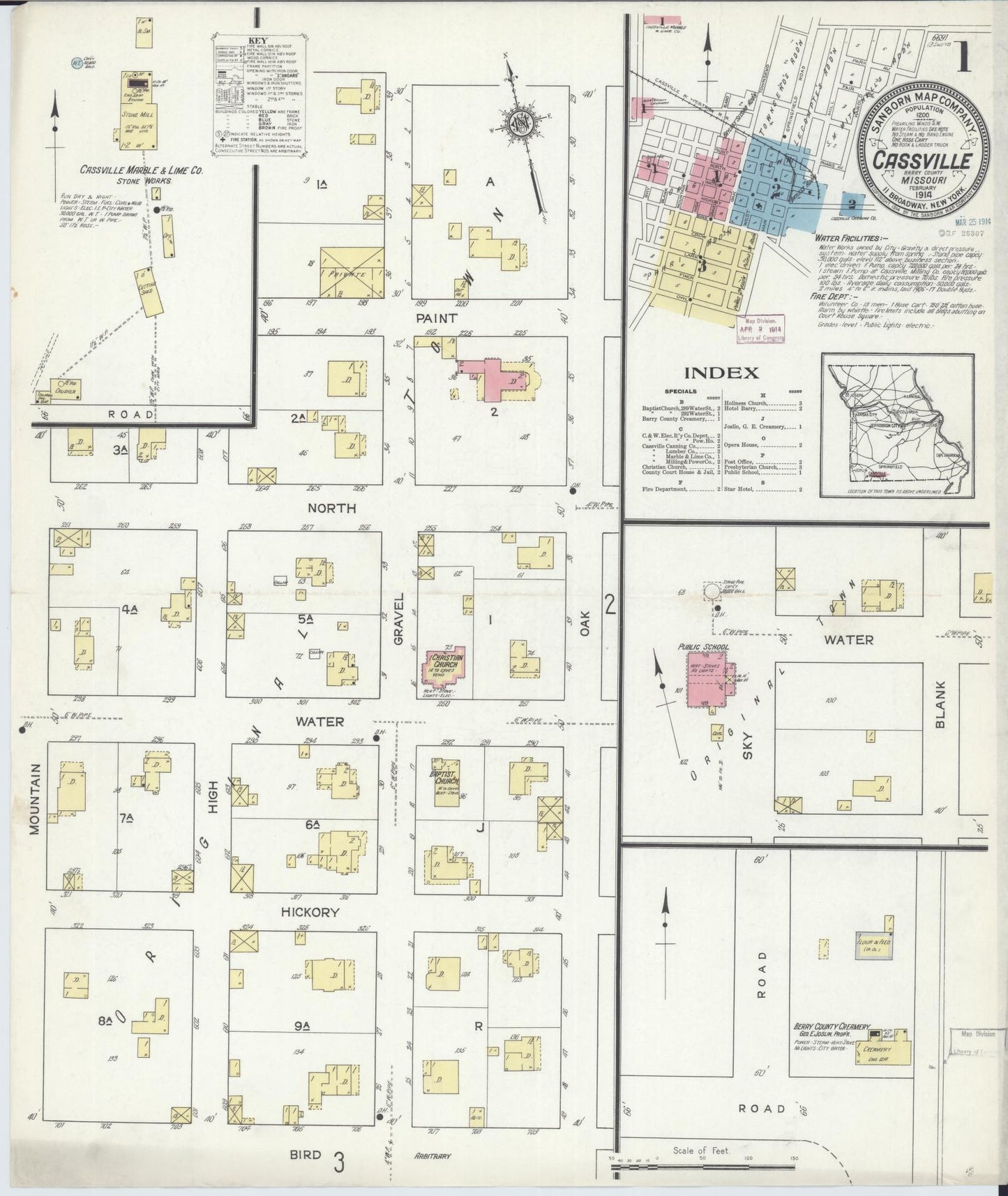 Sanborn Fire Insurance Map from Cassville, Barry County, Missouri (1914), Sheet #0001 - Complete Map Set gallery image, historic Sanborn map, vintage wall art, Missouri Missouri