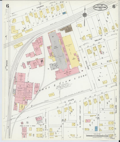 Sanborn Fire Insurance Map from Newcomerstown, Tuscarawas County, Ohio (1924), Sheet #0006 - Historic Sanborn Fire Insurance Map Print, vintage old map wall art, antique decor, genealogy gift, Ohio Ohio map