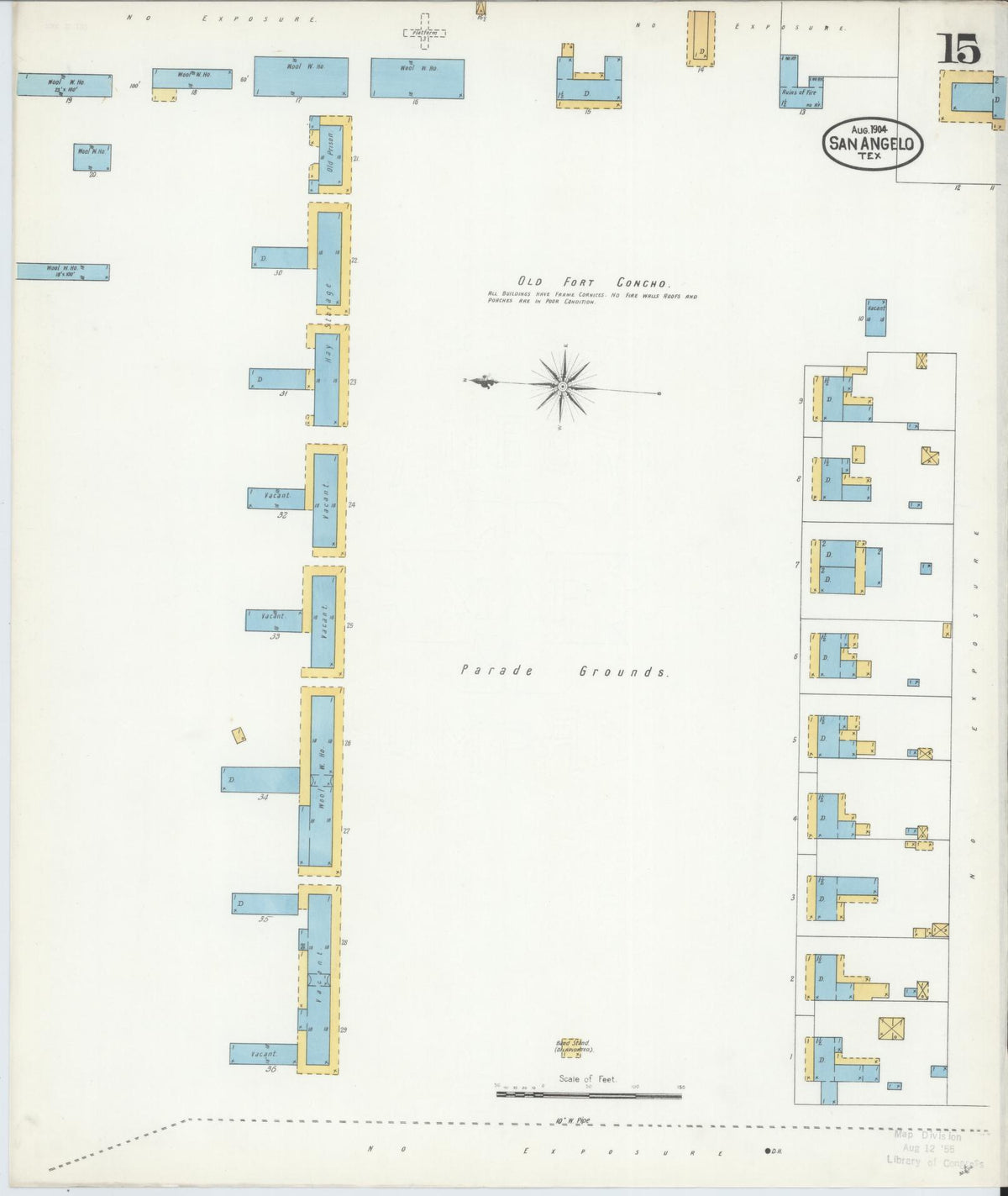 Sanborn Fire Insurance Map from San Angelo, Tom Green County, Texas (1904), Sheet #0015 - Complete Map Set gallery image, historic Sanborn map, vintage wall art, Texas Texas