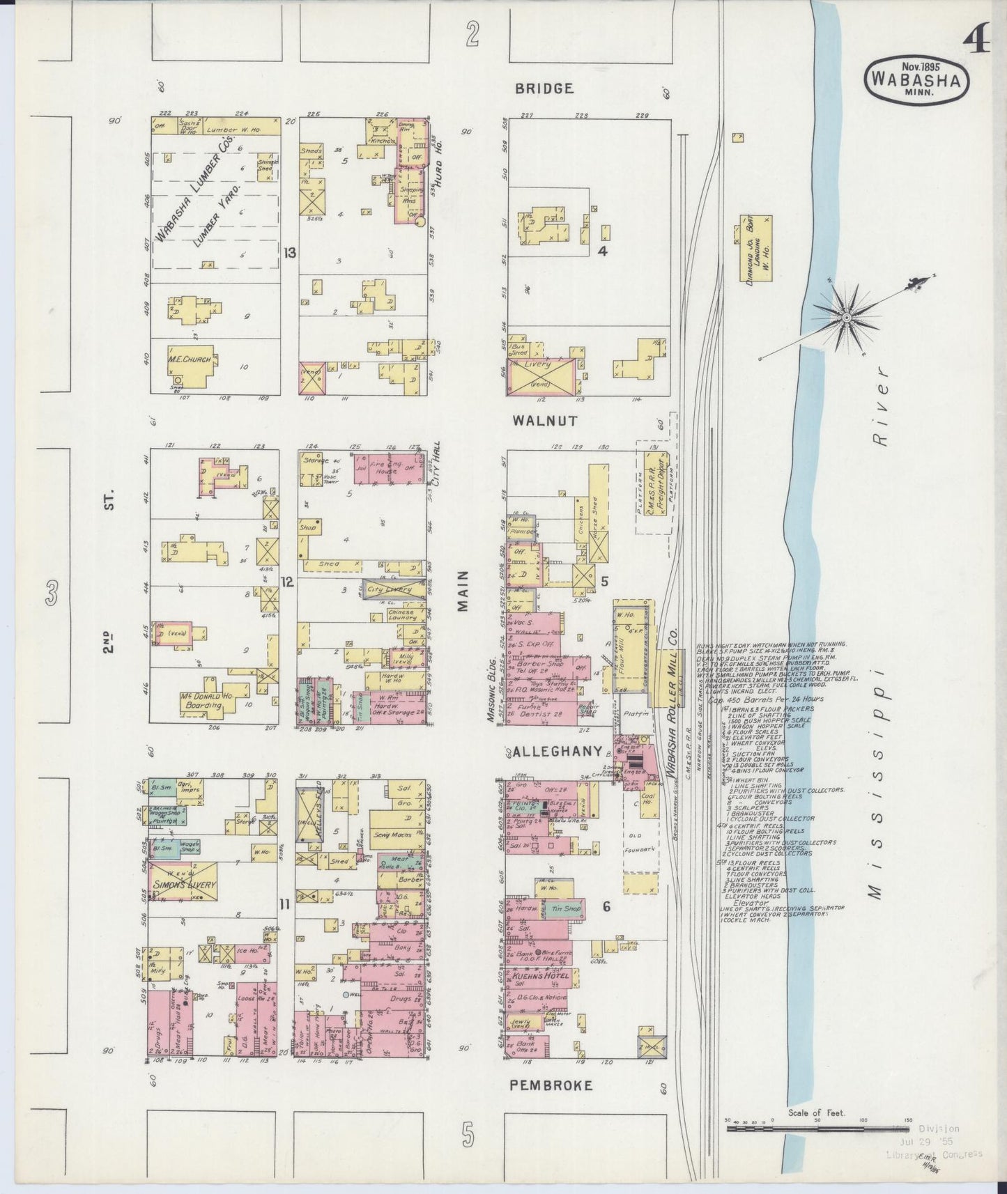 Sanborn Fire Insurance Map from Wabasha, Wabasha County, Minnesota (1895), Sheet #0004 - Complete Map Set gallery image, historic Sanborn map, vintage wall art, Minnesota Minnesota