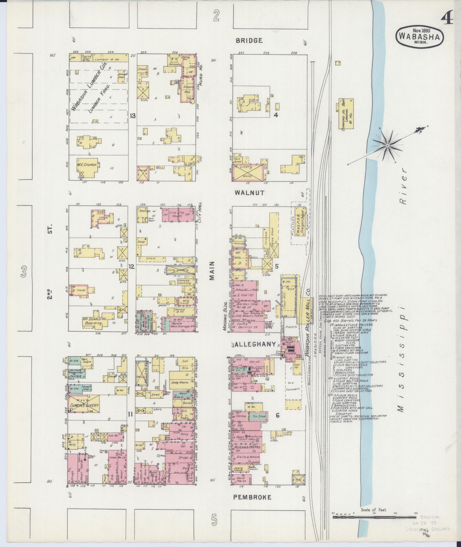 Sanborn Fire Insurance Map from Wabasha, Wabasha County, Minnesota (1895), Sheet #0004 - Complete Map Set gallery image, historic Sanborn map, vintage wall art, Minnesota Minnesota