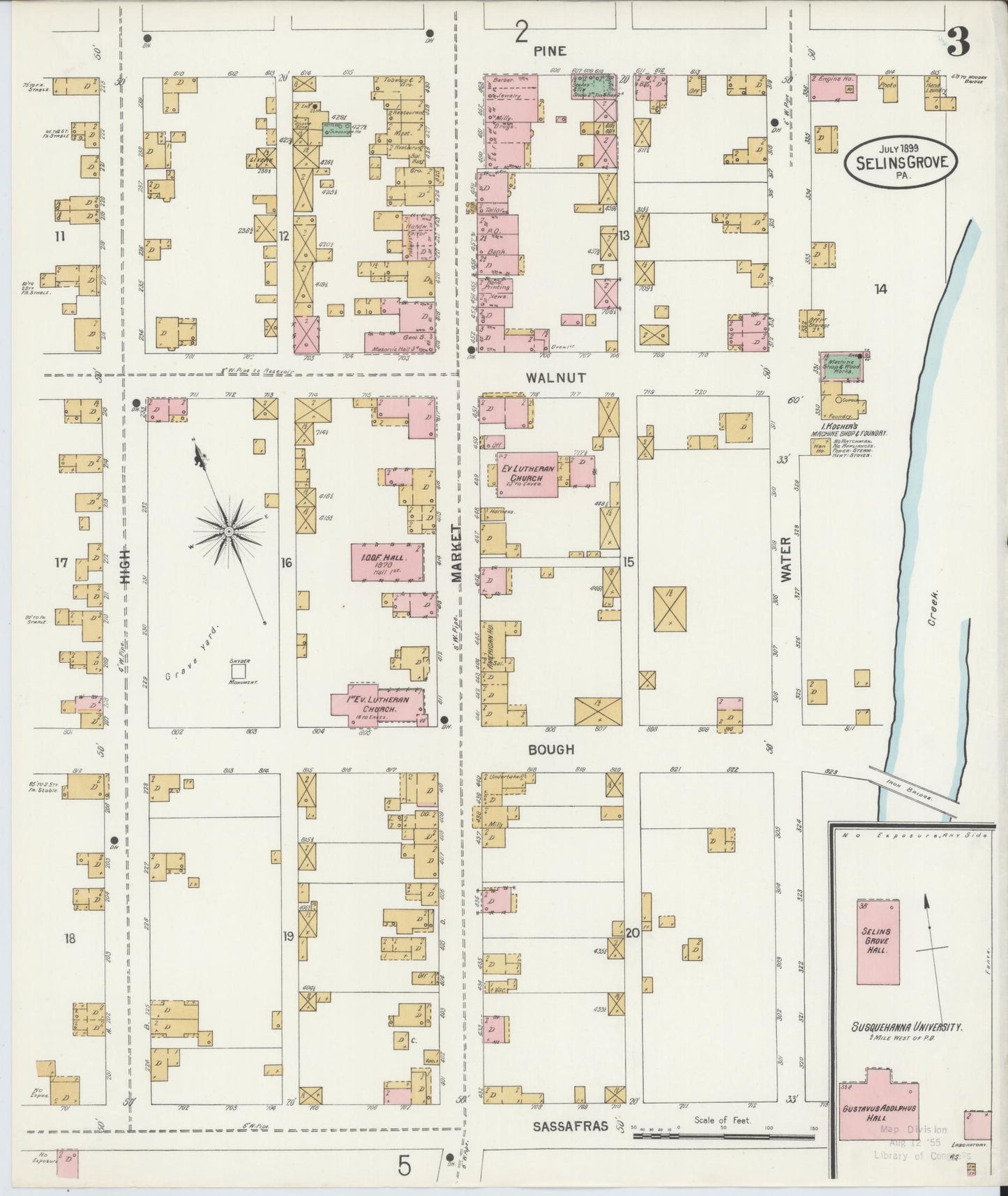 Sanborn Fire Insurance Map from Selins Grove, Snyder County, Pennsylvania (1899), Sheet #0003 - Complete Map Set gallery image, historic Sanborn map, vintage wall art, Pennsylvania Pennsylvania