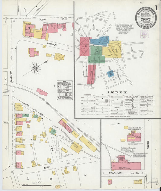 Sanborn Fire Insurance Map from Oxford, Chester County, Pennsylvania (1904), Sheet #0001 - Historic Sanborn Fire Insurance Map Print, vintage old map wall art, antique decor, genealogy gift, Pennsylvania Pennsylvania map