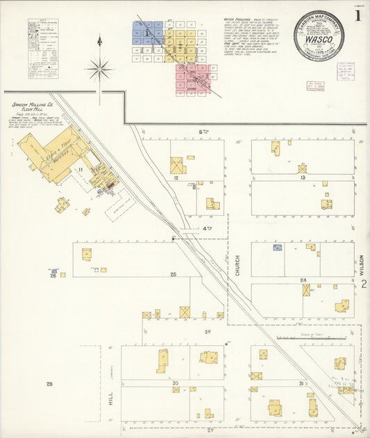 Sanborn Fire Insurance Map from Wasco, Sherman County, Oregon (1905), Sheet #0001 - Complete Map Set gallery image, historic Sanborn map, vintage wall art, Oregon Oregon