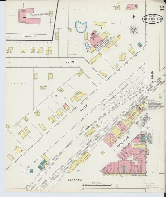 Sanborn Fire Insurance Map from Wellington, Lorain County, Ohio (1893), Sheet #0002 - Historic Sanborn Fire Insurance Map Print, vintage old map wall art, antique decor, genealogy gift, Ohio Ohio map