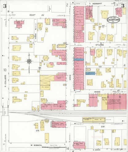 Sanborn Fire Insurance Map from Cedartown, Polk County, Georgia (1923), Sheet #0003 - Complete Map Set gallery image, historic Sanborn map, vintage wall art, Georgia Georgia