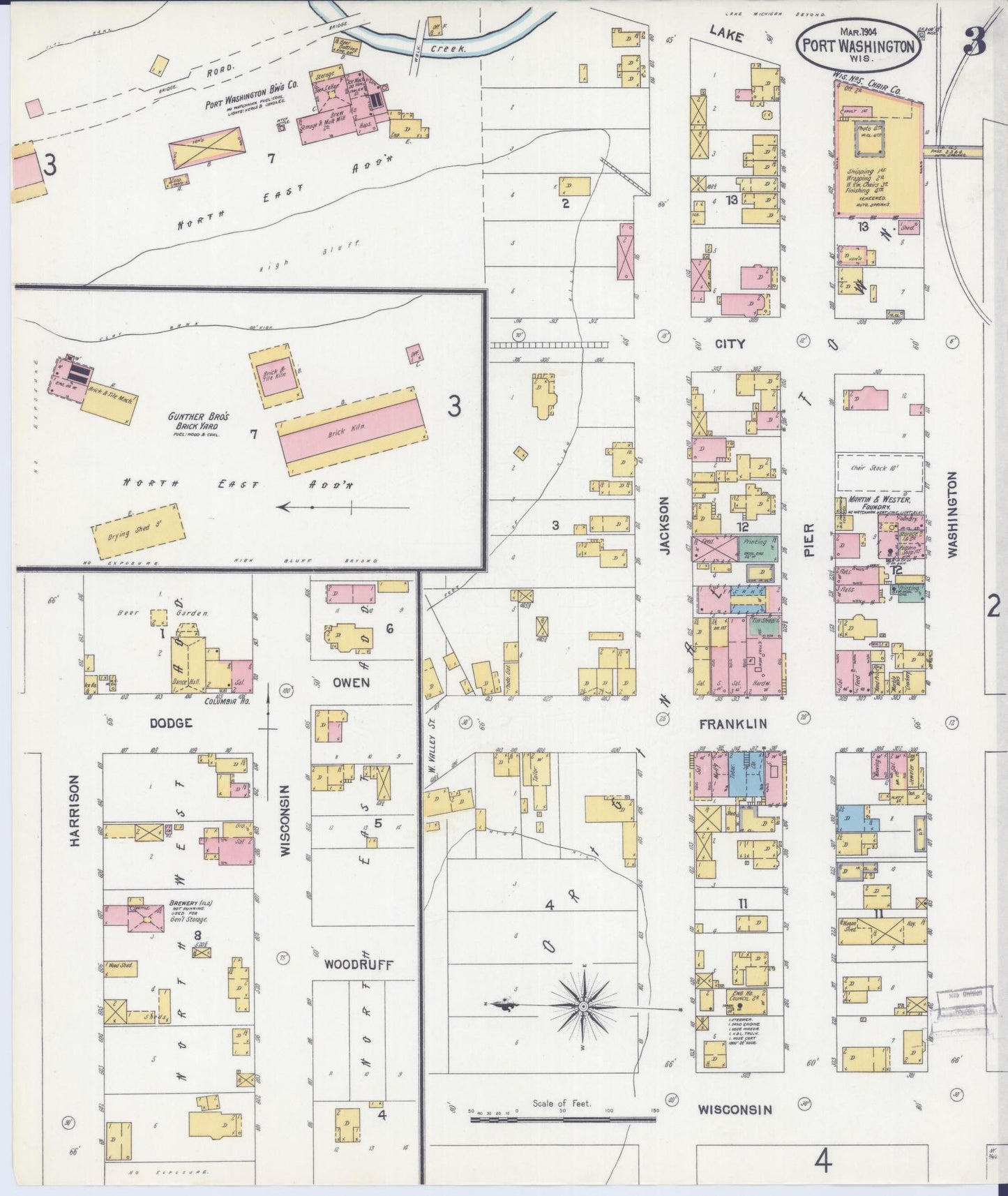 Sanborn Fire Insurance Map from Port Washington, Ozaukee County, Wisconsin (1904), Sheet #0003 - Complete Map Set gallery image, historic Sanborn map, vintage wall art, Wisconsin Wisconsin