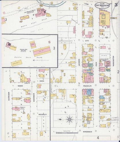 Sanborn Fire Insurance Map from Port Washington, Ozaukee County, Wisconsin (1904), Sheet #0003 - Complete Map Set gallery image, historic Sanborn map, vintage wall art, Wisconsin Wisconsin