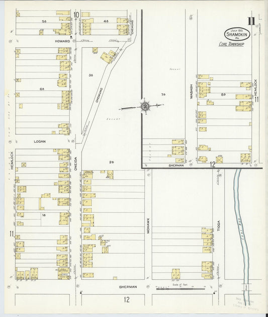 Sanborn Fire Insurance Map from Shamokin, Northumberland County, Pennsylvania (1913), Sheet #0011 - Historic Sanborn Fire Insurance Map Print, vintage old map wall art, antique decor, genealogy gift, Pennsylvania Pennsylvania map