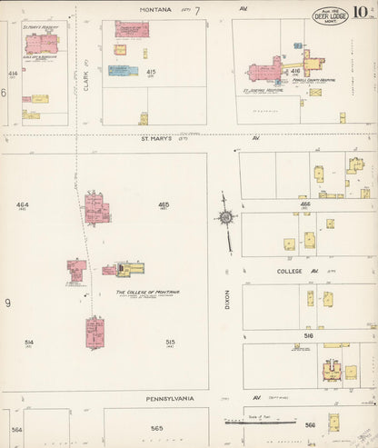Sanborn Fire Insurance Map from Deer Lodge, Powell County, Montana (1912), Sheet #0010 - Complete Map Set gallery image, historic Sanborn map, vintage wall art, Montana Montana