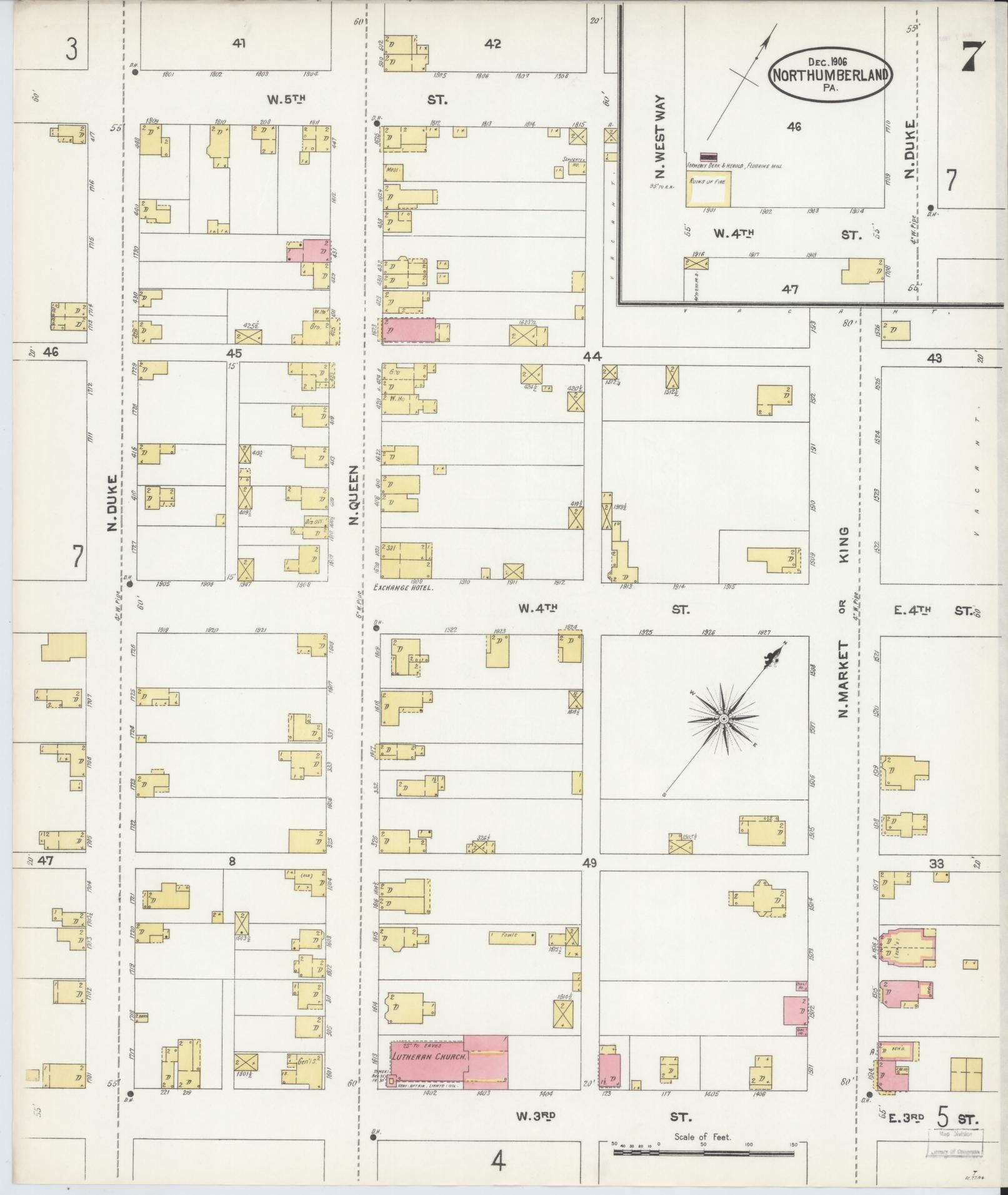 Sanborn Fire Insurance Map from Northumberland, Northumberland County, Pennsylvania (1906), Sheet #0007 - Complete Map Set gallery image, historic Sanborn map, vintage wall art, Pennsylvania Pennsylvania
