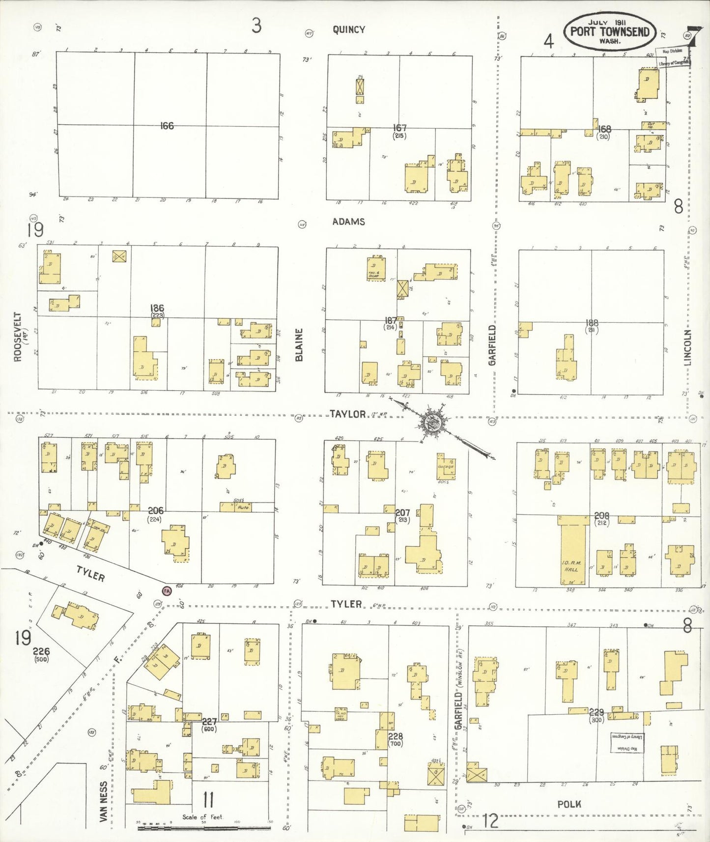 Sanborn Fire Insurance Map from Port Townsend, Jefferson County, Washington (1911), Sheet #0007 - Complete Map Set gallery image, historic Sanborn map, vintage wall art, Washington Washington