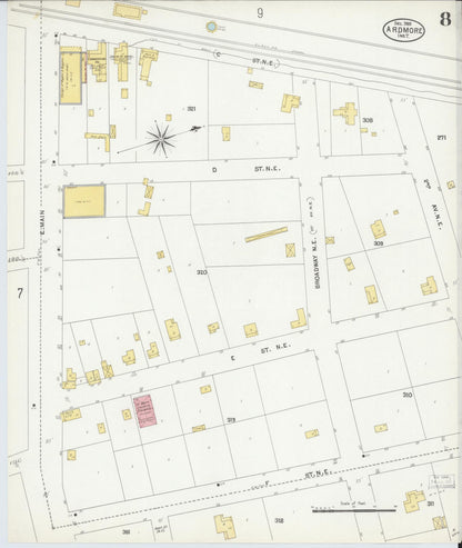 Sanborn Fire Insurance Map from Ardmore, Carter County, Oklahoma (1903), Sheet #0008 - Complete Map Set gallery image, historic Sanborn map, vintage wall art, Oklahoma Oklahoma