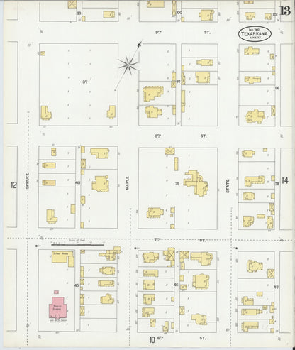 Sanborn Fire Insurance Map from Texarkana, Bowie County, Texas (1900), Sheet #0013 - Complete Map Set gallery image, historic Sanborn map, vintage wall art, Texas Texas