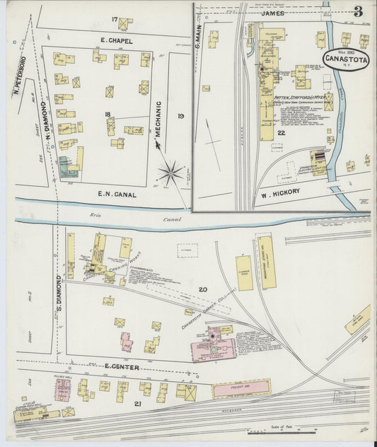 Sanborn Fire Insurance Map from Canastota, Madison County, New York (1890), Sheet #0003 - Historic Sanborn Fire Insurance Map Print, vintage old map wall art, antique decor, genealogy gift, New York New York map