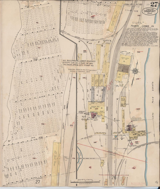 Sanborn Fire Insurance Map from Sandpoint, Bonner County, Idaho (1948), Sheet #0027 - Historic Sanborn Fire Insurance Map Print, vintage old map wall art, antique decor, genealogy gift, Idaho Idaho map