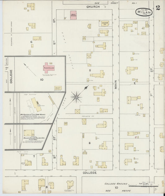 Sanborn Fire Insurance Map from Milan, Gibson County, Tennessee (1891), Sheet #0002 - Historic Sanborn Fire Insurance Map Print, vintage old map wall art, antique decor, genealogy gift, Tennessee Tennessee map