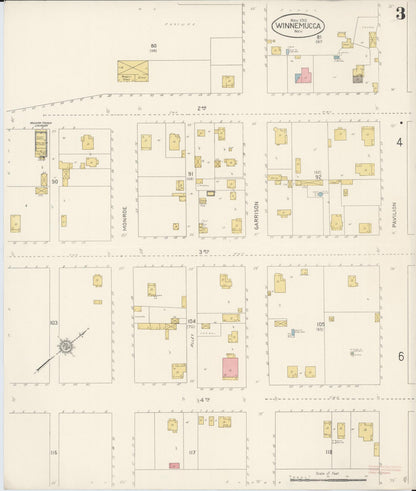 Sanborn Fire Insurance Map from Winnemucca, Humboldt County, Nevada (1912), Sheet #0003 - Complete Map Set gallery image, historic Sanborn map, vintage wall art, Nevada Nevada