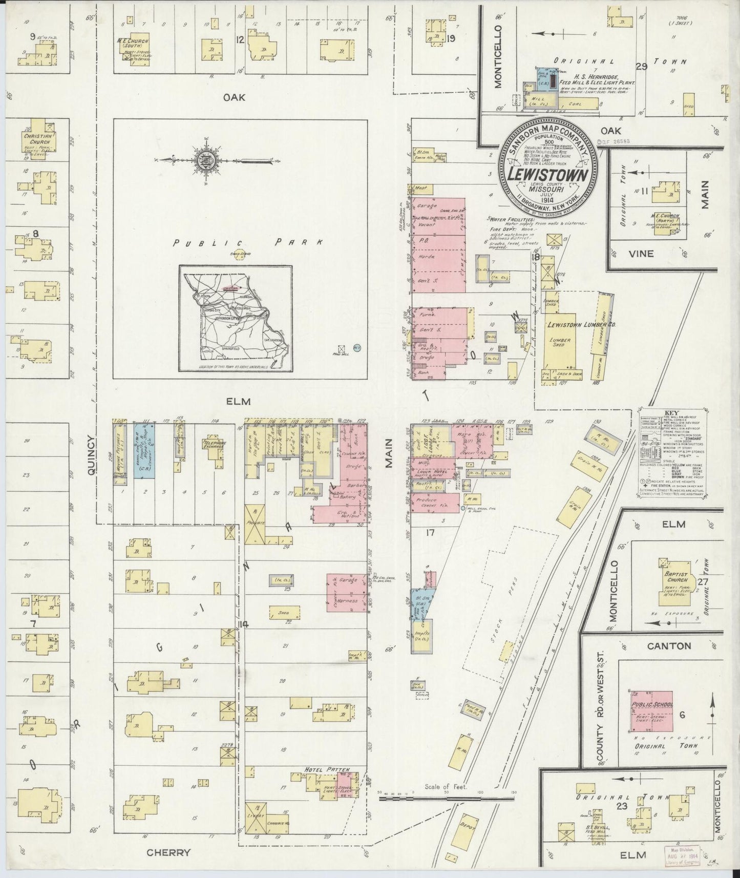 Sanborn Fire Insurance Map from Lewistown, Lewis County, Missouri. (1914) – Historic Sanborn Fire Insurance Map Print