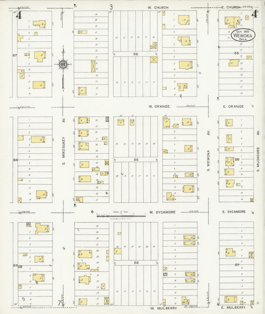 Sanborn Fire Insurance Map from Wewoka, Seminole County, Oklahoma (1925), Sheet #0004 - Historic Sanborn Fire Insurance Map Print, vintage old map wall art, antique decor, genealogy gift, Oklahoma Oklahoma map