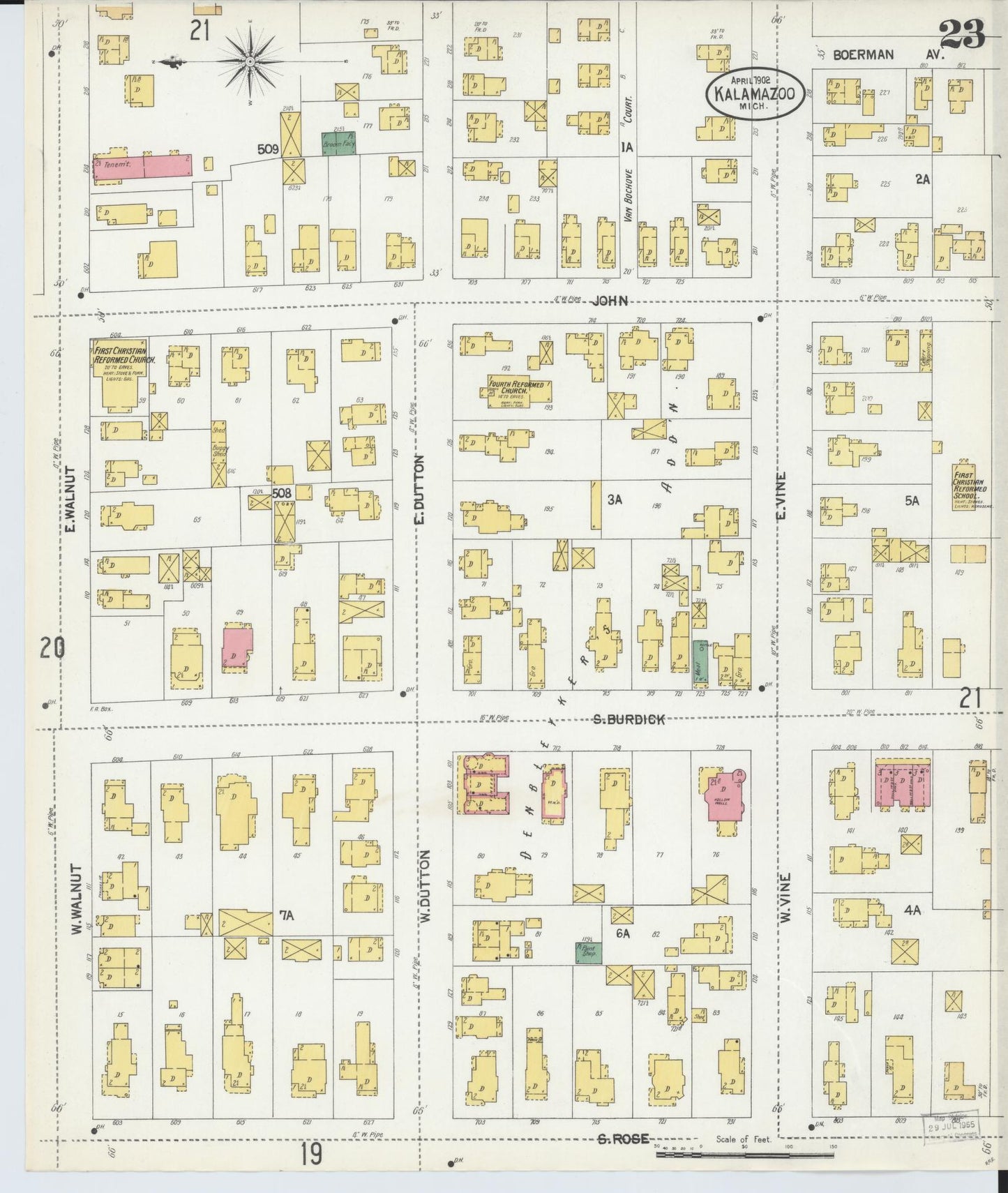 Sanborn Fire Insurance Map from Kalamazoo, Kalamazoo County, Michigan (1902), Sheet #0023 - Complete Map Set gallery image, historic Sanborn map, vintage wall art, Michigan Michigan