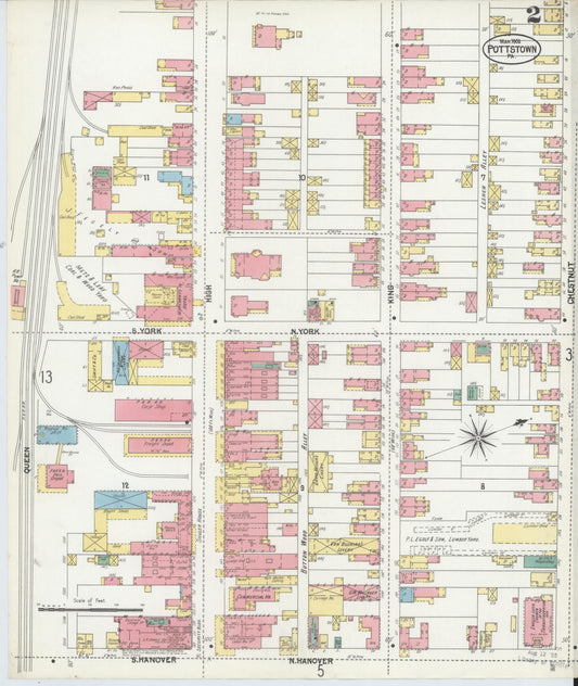 Sanborn Fire Insurance Map from Pottstown, Montgomery County, Pennsylvania (1902), Sheet #0002 - Historic Sanborn Fire Insurance Map Print, vintage old map wall art, antique decor, genealogy gift, Pennsylvania Pennsylvania map