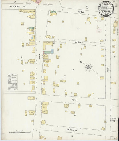 Sanborn Fire Insurance Map from Chester, Morris County, New Jersey (1896), Sheet #0001 - Historic Sanborn Fire Insurance Map Print, vintage old map wall art, antique decor, genealogy gift, New Jersey New Jersey map