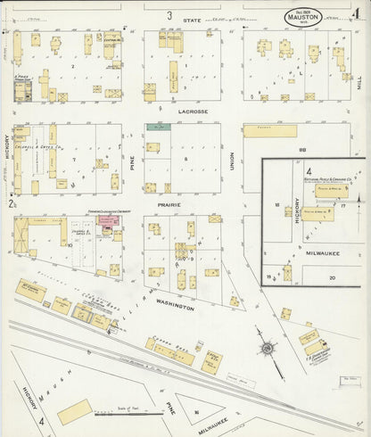Sanborn Fire Insurance Map from Mauston, Juneau County, Wisconsin (1909), Sheet #0004 - Complete Map Set gallery image, historic Sanborn map, vintage wall art, Wisconsin Wisconsin