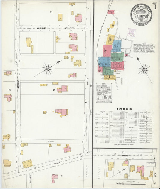 Sanborn Fire Insurance Map from Lexington, Independent Cities, Virginia (1907), Sheet #0001 - Complete Map Set gallery image, historic Sanborn map, vintage wall art, Virginia Virginia