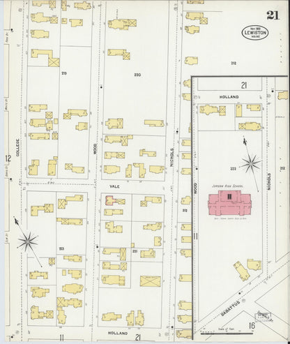Sanborn Fire Insurance Map from Lewiston, Androscoggin County, Maine (1902), Sheet #0021 - Complete Map Set gallery image, historic Sanborn map, vintage wall art, Maine Maine