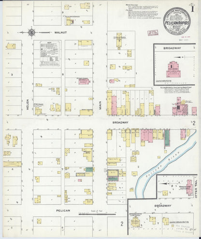 Sanborn Fire Insurance Map from Pelican Rapids, Otter Tail County, Minnesota (1909), Sheet #0001 - Historic Sanborn Fire Insurance Map Print, vintage old map wall art, antique decor, genealogy gift, Minnesota Minnesota map