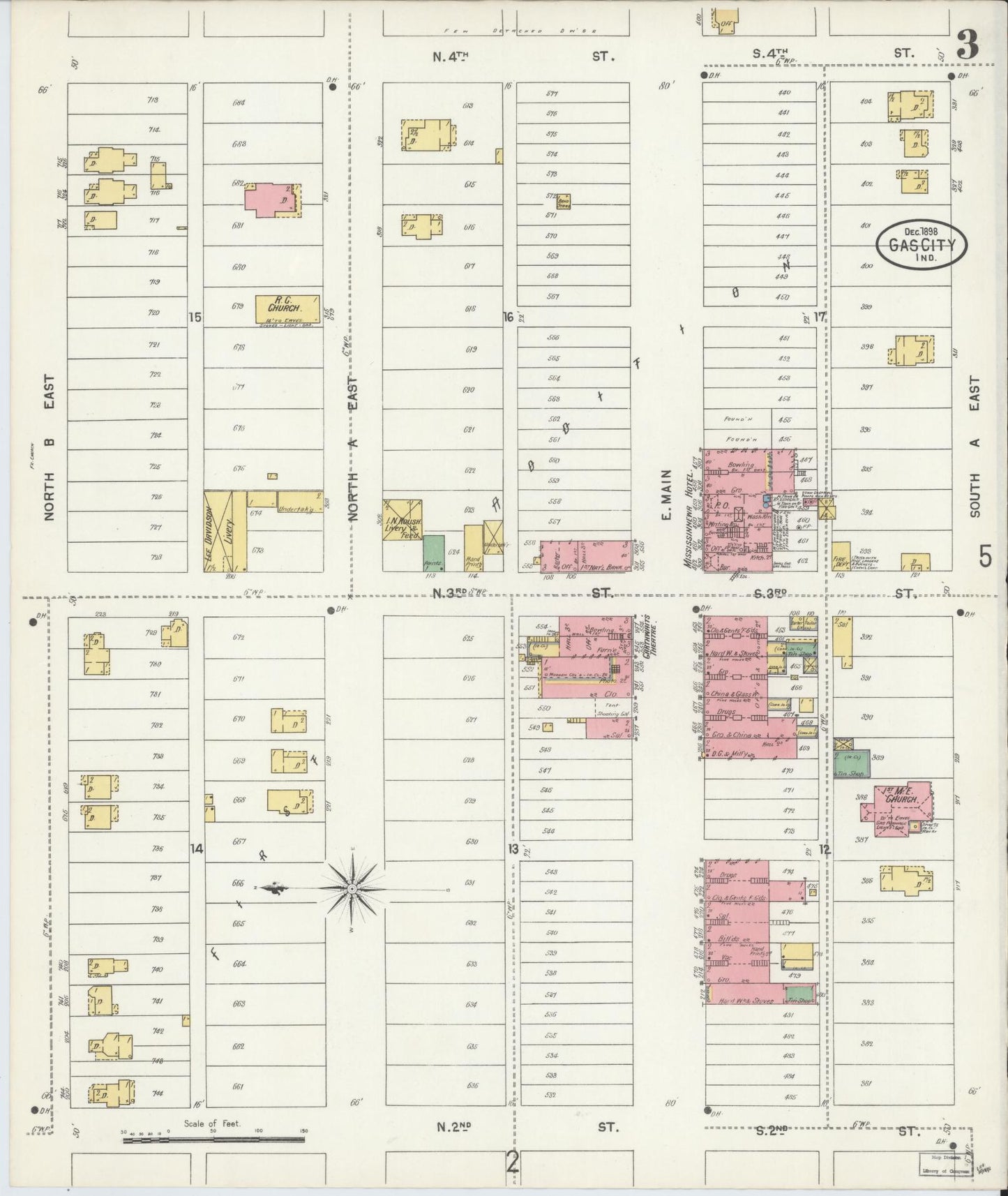Sanborn Fire Insurance Map from Gas City, Grant County, Indiana (1898), Sheet #0003 - Complete Map Set gallery image, historic Sanborn map, vintage wall art, Indiana Indiana