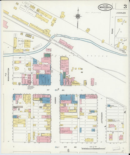 Sanborn Fire Insurance Map from Monte Vista, Rio Grande County, Colorado (1909), Sheet #0003 - Complete Map Set gallery image, historic Sanborn map, vintage wall art, Colorado Colorado
