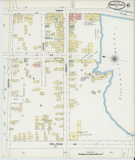 Sanborn Fire Insurance Map from Greenport, Suffolk County, New York (1890), Sheet #0006 - Historic Sanborn Fire Insurance Map Print, vintage old map wall art, antique decor, genealogy gift, New York New York map