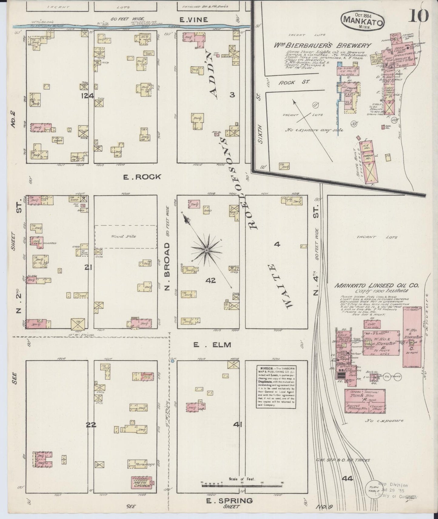 Sanborn Fire Insurance Map from Mankato, Blue Earth County, Minnesota (1884), Sheet #0010 - Historic Sanborn Fire Insurance Map Print, vintage old map wall art, antique decor, genealogy gift, Minnesota Minnesota map