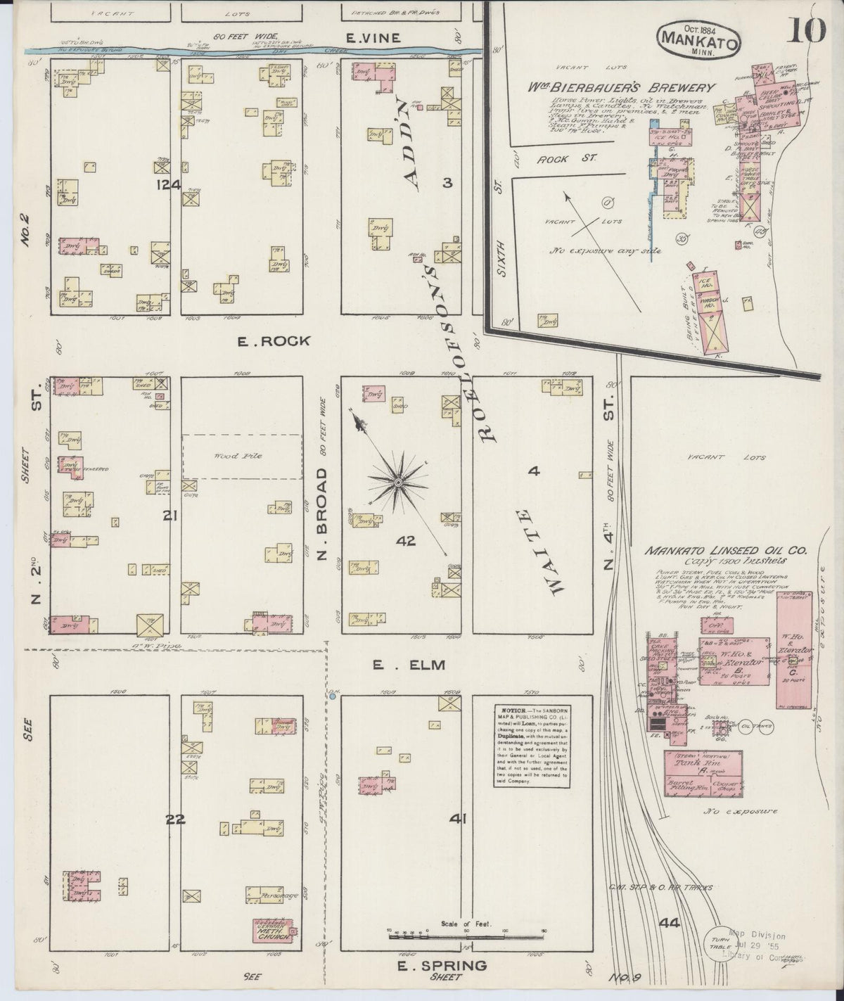 Sanborn Fire Insurance Map from Mankato, Blue Earth County, Minnesota (1884), Sheet #0010 - Historic Sanborn Fire Insurance Map Print, vintage old map wall art, antique decor, genealogy gift, Minnesota Minnesota map