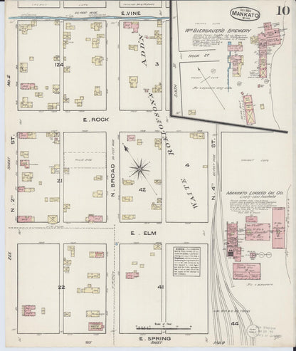 Sanborn Fire Insurance Map from Mankato, Blue Earth County, Minnesota (1884), Sheet #0010 - Historic Sanborn Fire Insurance Map Print, vintage old map wall art, antique decor, genealogy gift, Minnesota Minnesota map