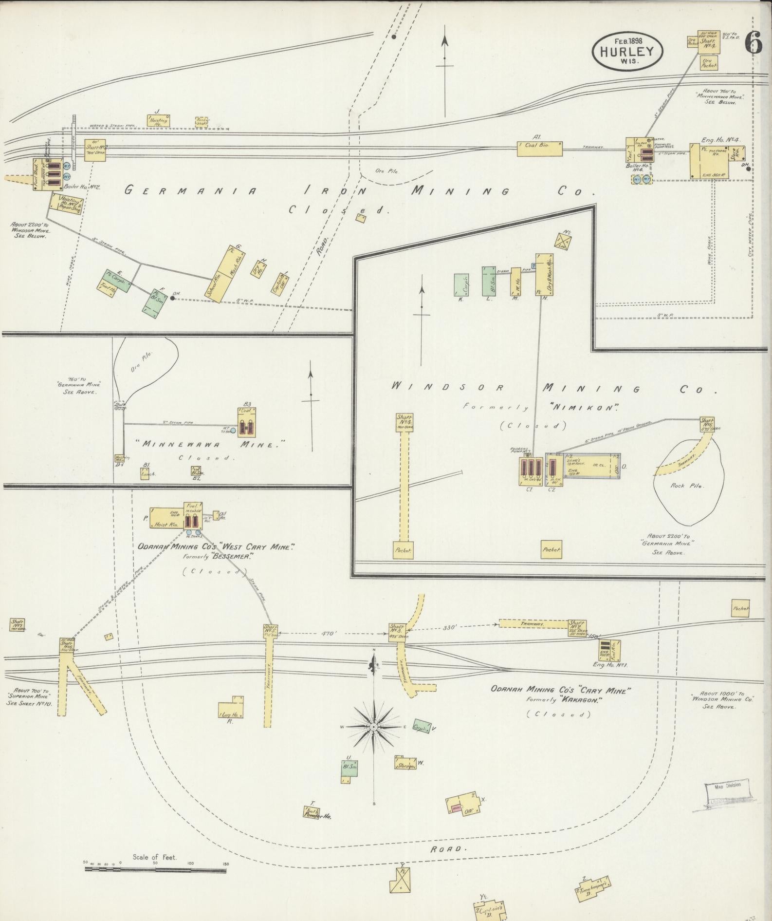 Sanborn Fire Insurance Map from Hurley, Iron County, Wisconsin (1898), Sheet #0006 - Complete Map Set gallery image, historic Sanborn map, vintage wall art, Wisconsin Wisconsin