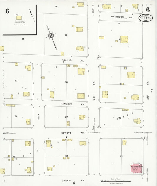 Sanborn Fire Insurance Map from Killeen, Bell County, Texas (1926), Sheet #0006 - Historic Sanborn Fire Insurance Map Print, vintage old map wall art, antique decor, genealogy gift, Texas Texas map
