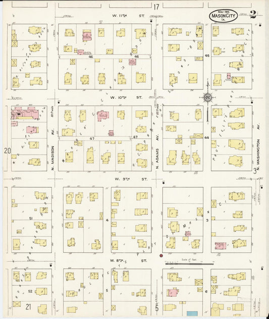 Sanborn Fire Insurance Map from Mason City, Cerro Gordo County, Iowa (1915), Sheet #0002 - Historic Sanborn Fire Insurance Map Print, vintage old map wall art