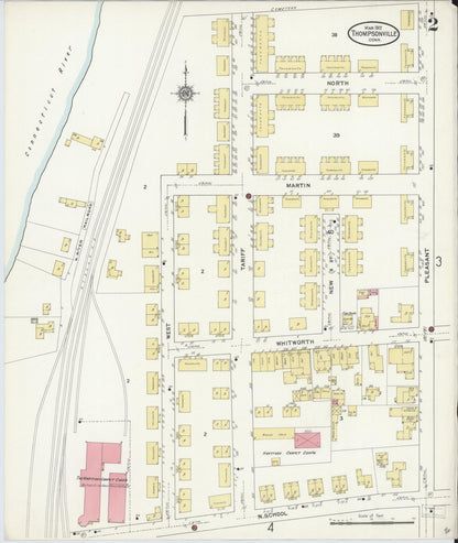 Sanborn Fire Insurance Map from Thompsonville, Hartford County, Connecticut (1912), Sheet #0002 - Complete Map Set gallery image, historic Sanborn map, vintage wall art, Connecticut Connecticut