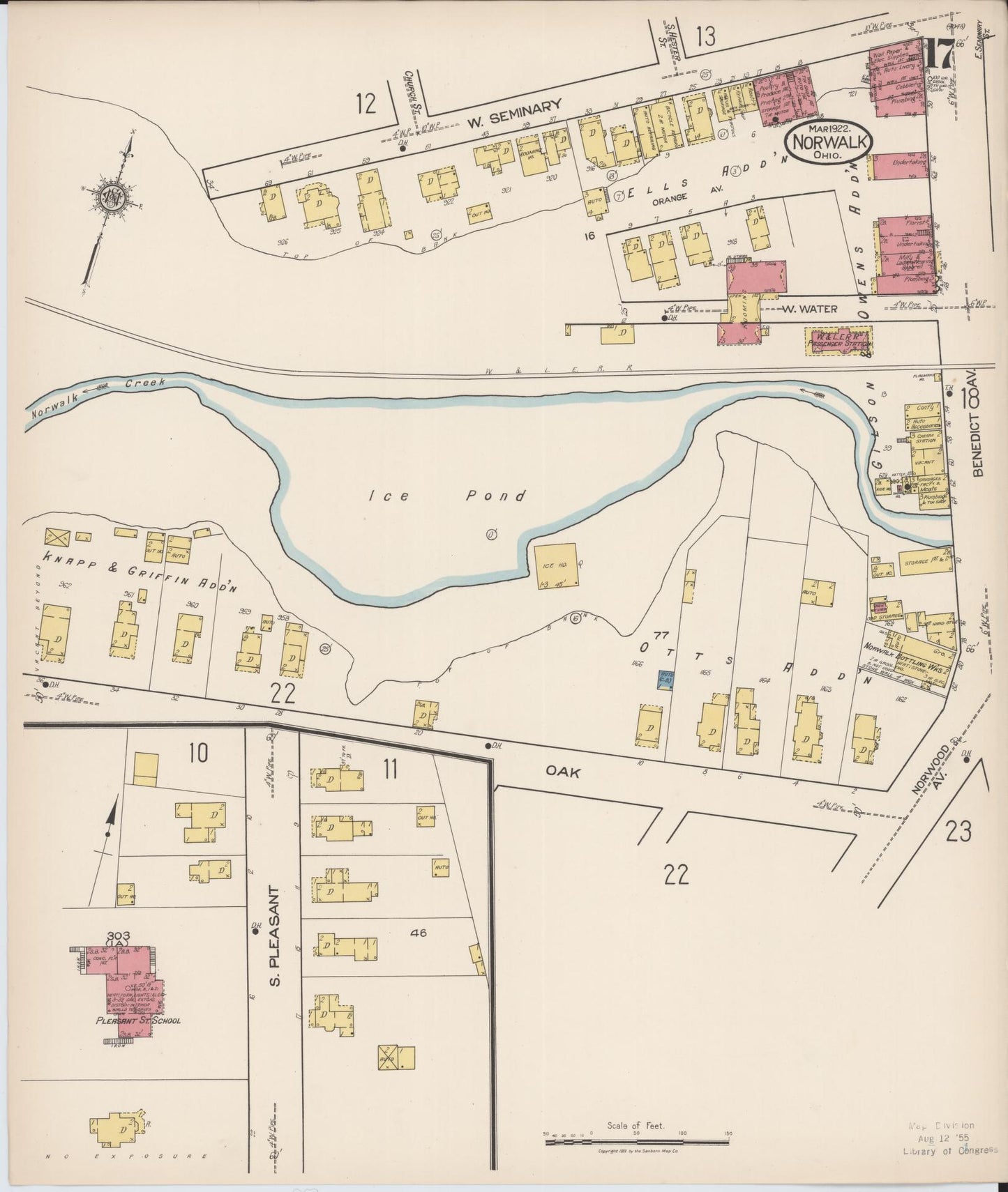 Sanborn Fire Insurance Map from Norwalk, Huron County, Ohio (1922), Sheet #0017 - Complete Map Set gallery image, historic Sanborn map, vintage wall art, Ohio Ohio