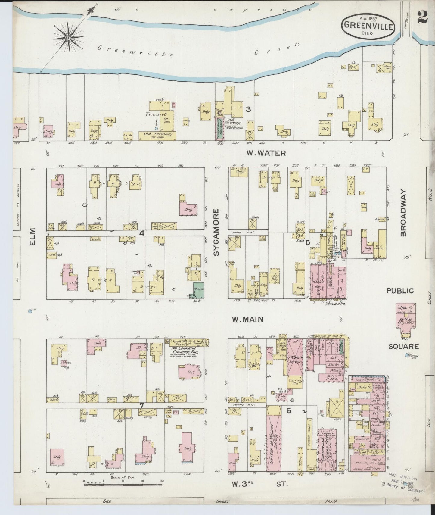 Sanborn Fire Insurance Map from Greenville, Darke County, Ohio (1887), Sheet #0002 - Historic Sanborn Fire Insurance Map Print, vintage old map wall art, antique decor, genealogy gift, Ohio Ohio map