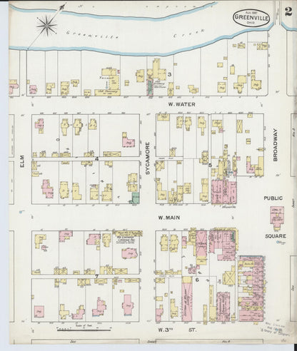 Sanborn Fire Insurance Map from Greenville, Darke County, Ohio (1887), Sheet #0002 - Historic Sanborn Fire Insurance Map Print, vintage old map wall art, antique decor, genealogy gift, Ohio Ohio map